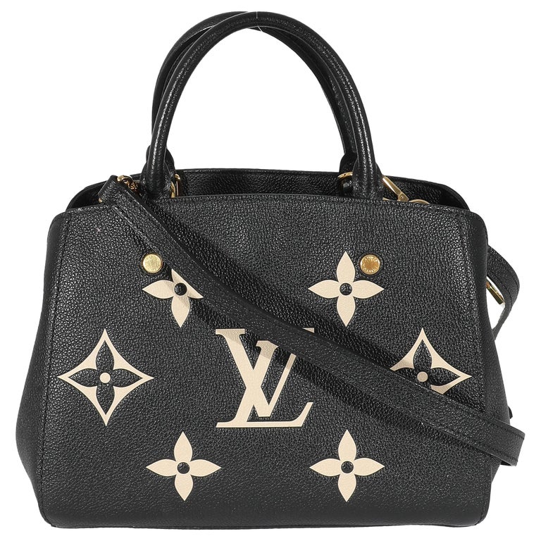 Louis Vuitton Black Beige Monogram Empreinte Montaigne BB For Sale