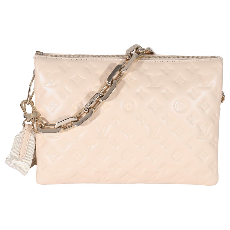 Louis Vuitton Cream Monogram Puffy Lambskin Coussin MM For Sale at 1stDibs