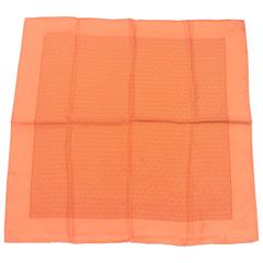 MINT. Vintage HERMES mini carre twill orange and logo print silk scarf. Classic