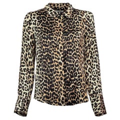 Brown Silk Leopard Print Shirt Size M
