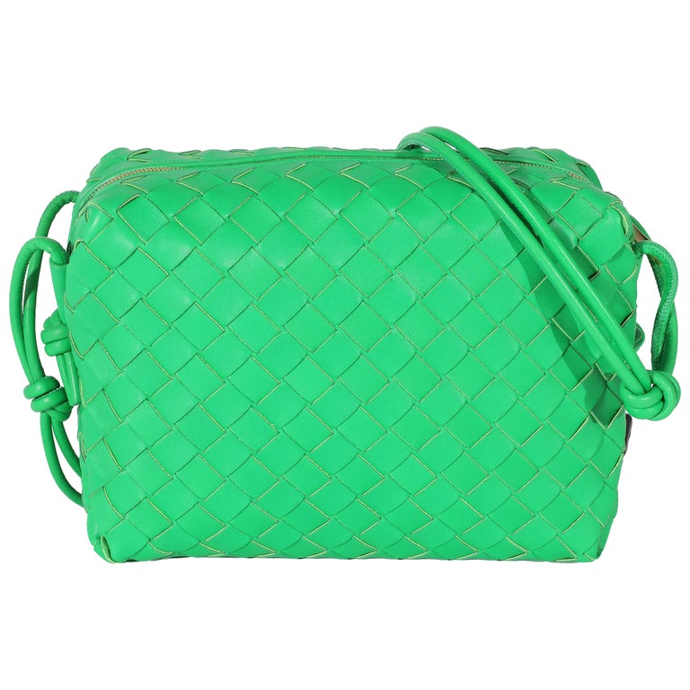 Bottega Veneta Lime Green Intrecciato Leather Mini Loop Camera Crossbody Bag  For Sale at 1stDibs