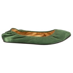 Winter 2007 Green Satin Ballet Flats Size IT 37.5