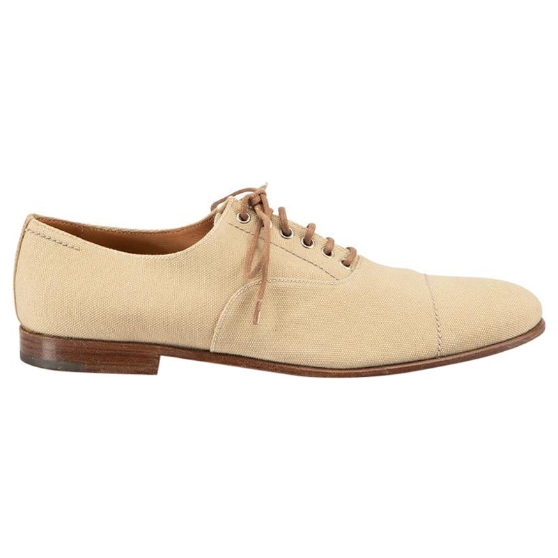 Beige Canvas Round Toe Oxfords Size IT 37 For Sale