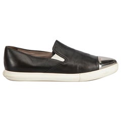 Black Leather Pointed Metal Toe-Cap Flats Size IT 39