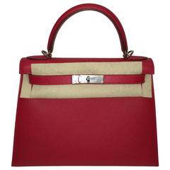 Hermes Kelly 28 Rouge Casak Epsom PHW