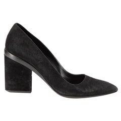 Used Black Suede Pointed Toe Block Heels Size IT 40