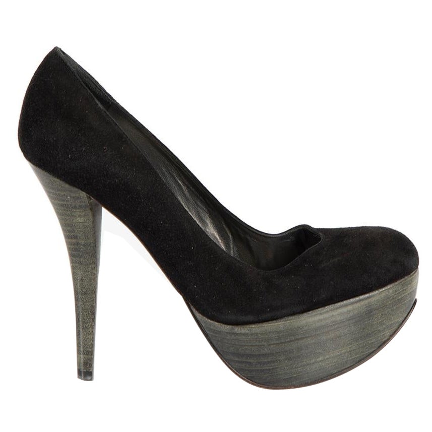 Black Suede Platform High Heels Size IT 36.5 For Sale