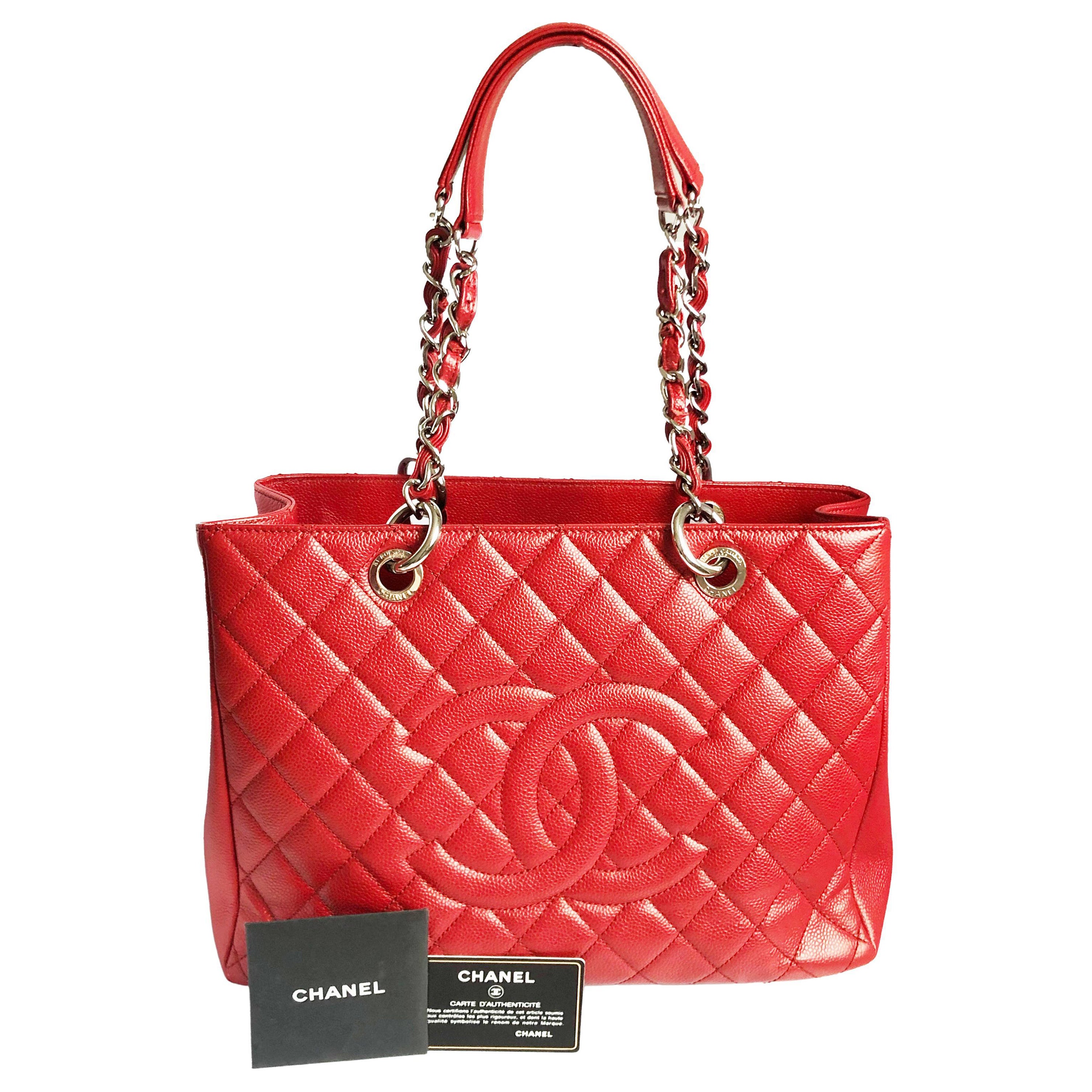 Red Caviar Tote Red Leather Shoulder Bag - 5 For Sale on 1stDibs