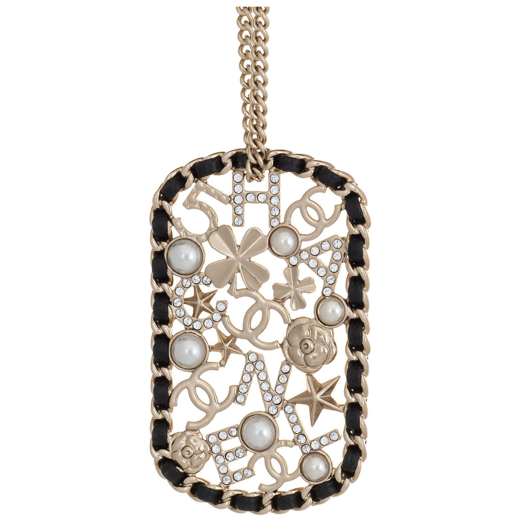 Chanel Double C Logo Crystal Necklace 24 Chain Circa 2015 at 1stDibs