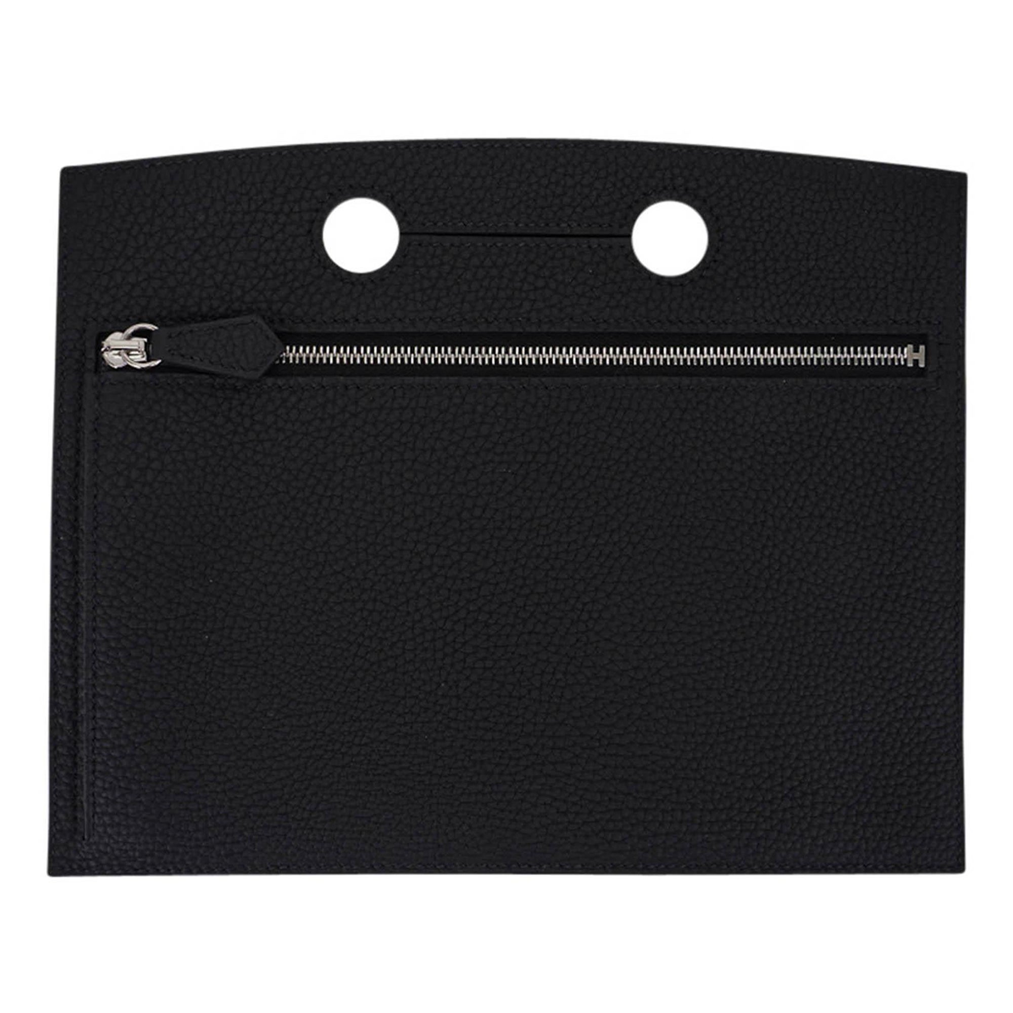 Hermes Backpocket Pouch 25 Detachable Black Togo Palladium Hardware For Sale
