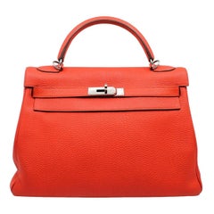 Hermes Kelly 32cm Rouge Pivoine Togo leather Palladium Hardware