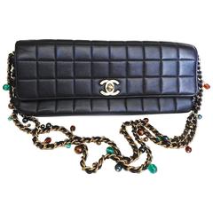 VINTAG Chanel ✿*ﾟJEWELED Gripoix Glass Pearl  Leather  Clutch Bag Handbag Tote