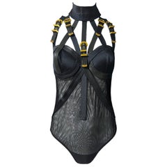 F/W 1992 Gianni Versace Bondage Buckle Bodysuit Documented Miss S&M