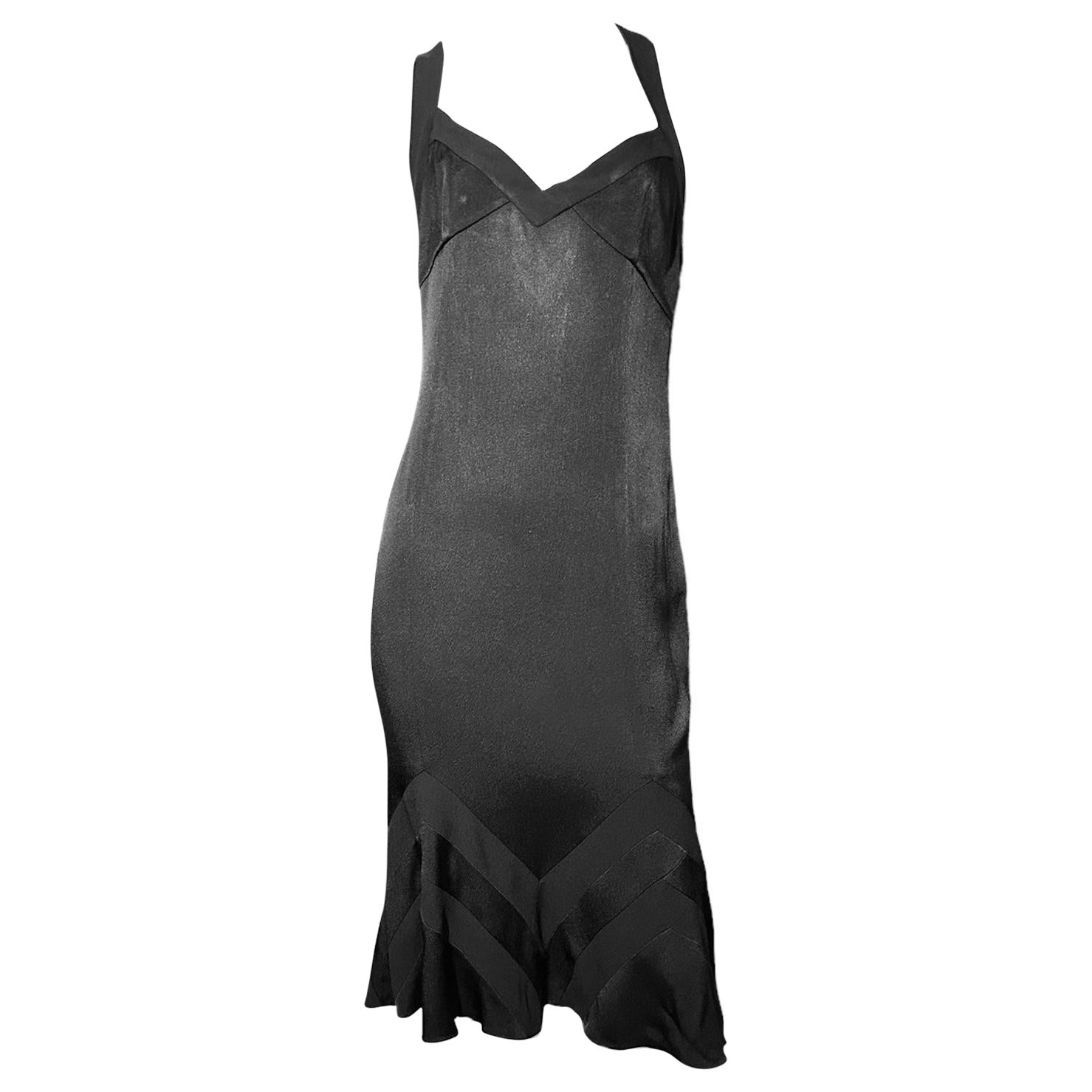 Christian Dior By John Galliano Fw 2004 Black Bias Cut Silk Slip Dress For Sale