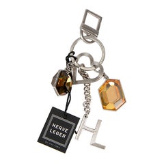 Herve Leger Porte-clés à breloques en pierres précieuses ambre et Brown pour femme