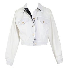 Jean Paul Gaultier junior Vintage S/S 1988 white ribbed documented jacket 