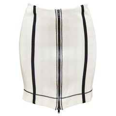 GUCCI Pencil Skirt Bodycon Viscose Zipper Ivory Black Sz 40
