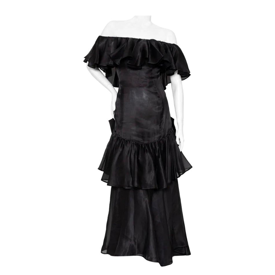 Yves Saint Laurent Haute Couture Ruffled Gown (1980s) For Sale