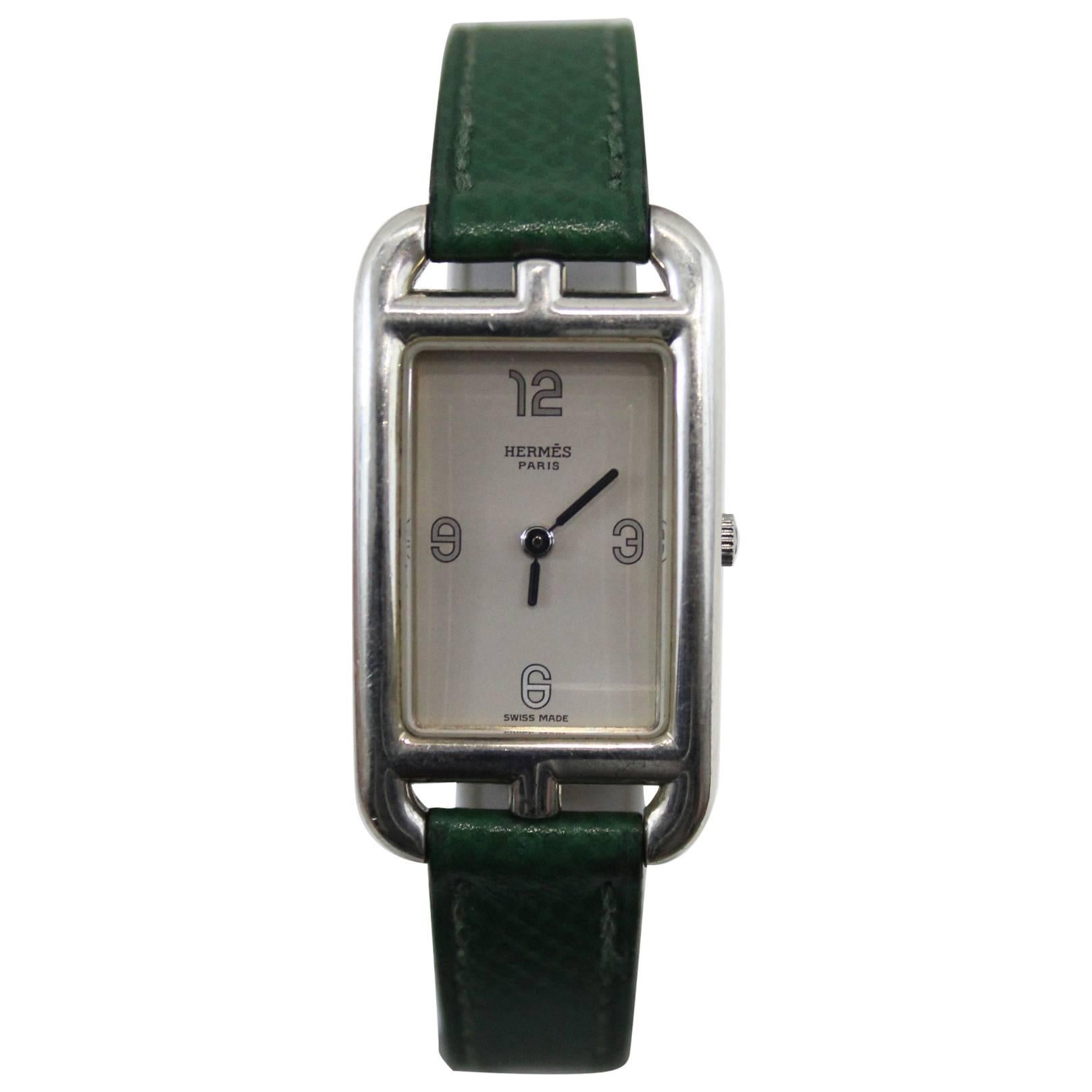 Vintage Hermes Silver Cape Cod Nantucket Watch