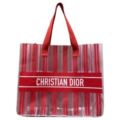 Christian Dior trasparent red stripes Shopping Bag