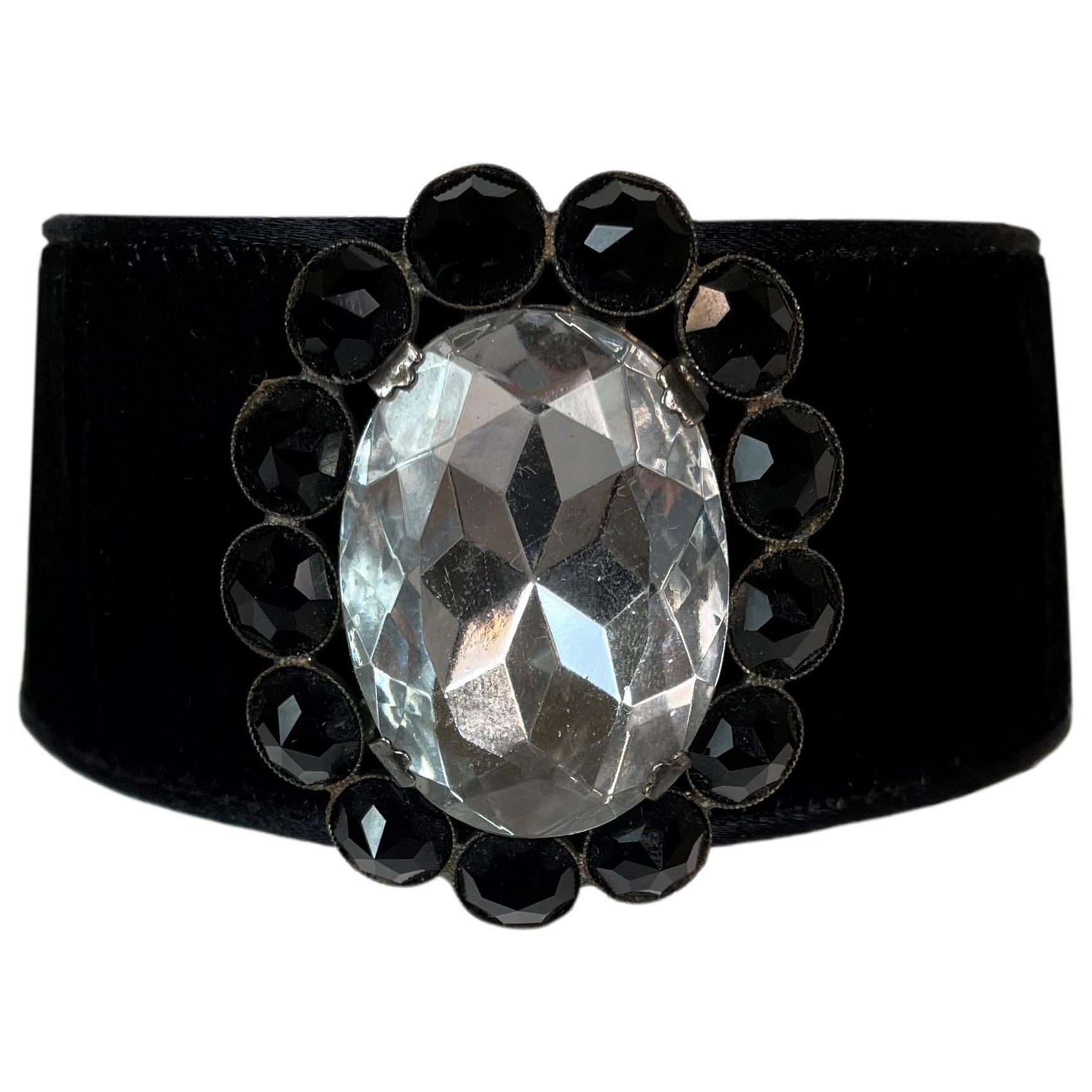 S/S 1993 Christian Dior Black Velvet Goth Princess Crystal Choker Necklace