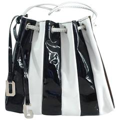 Dolce & Gabbana Black Patent & White Leather Drawstring Bag 11