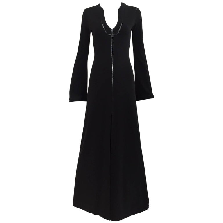 1990s Plein Sud black rayon cut out maxi dress For Sale