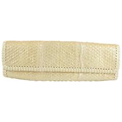 Carlos Falchi Gold Snake Clutch with Strap and Woven Detail