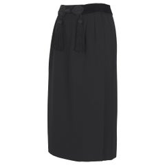 Yves Saint Laurent"rive gauche" vintage 1970s black gabardine wrap skirt