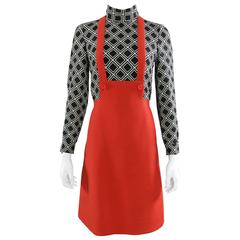 Vintage 1960's Antonio Castillo Graphic Mod Red and Black Dress