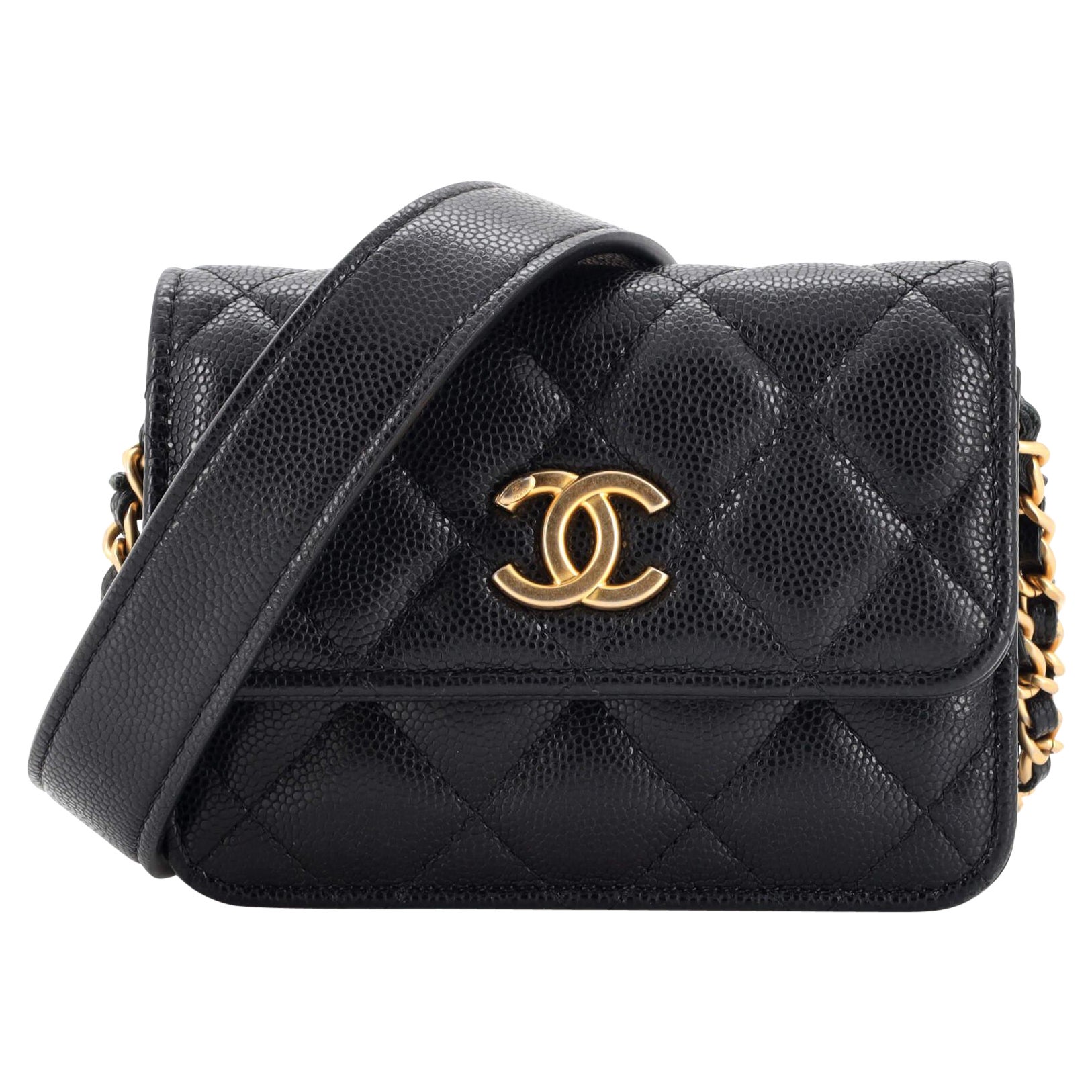 Chanel Blush Red Caviar Timeless Classic Flap Clutch w Chain Bag