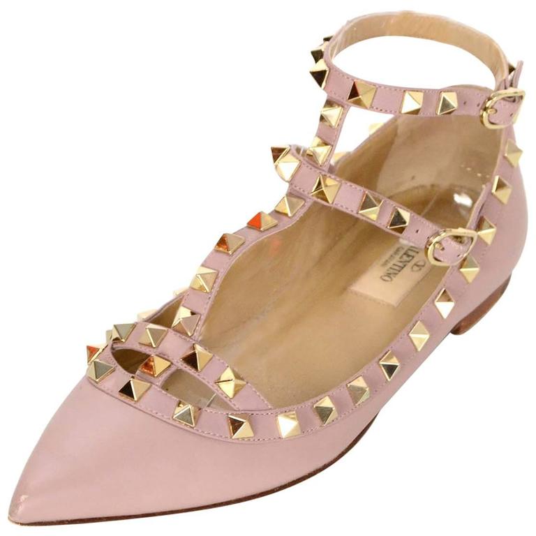 valentino t strap rockstud flats