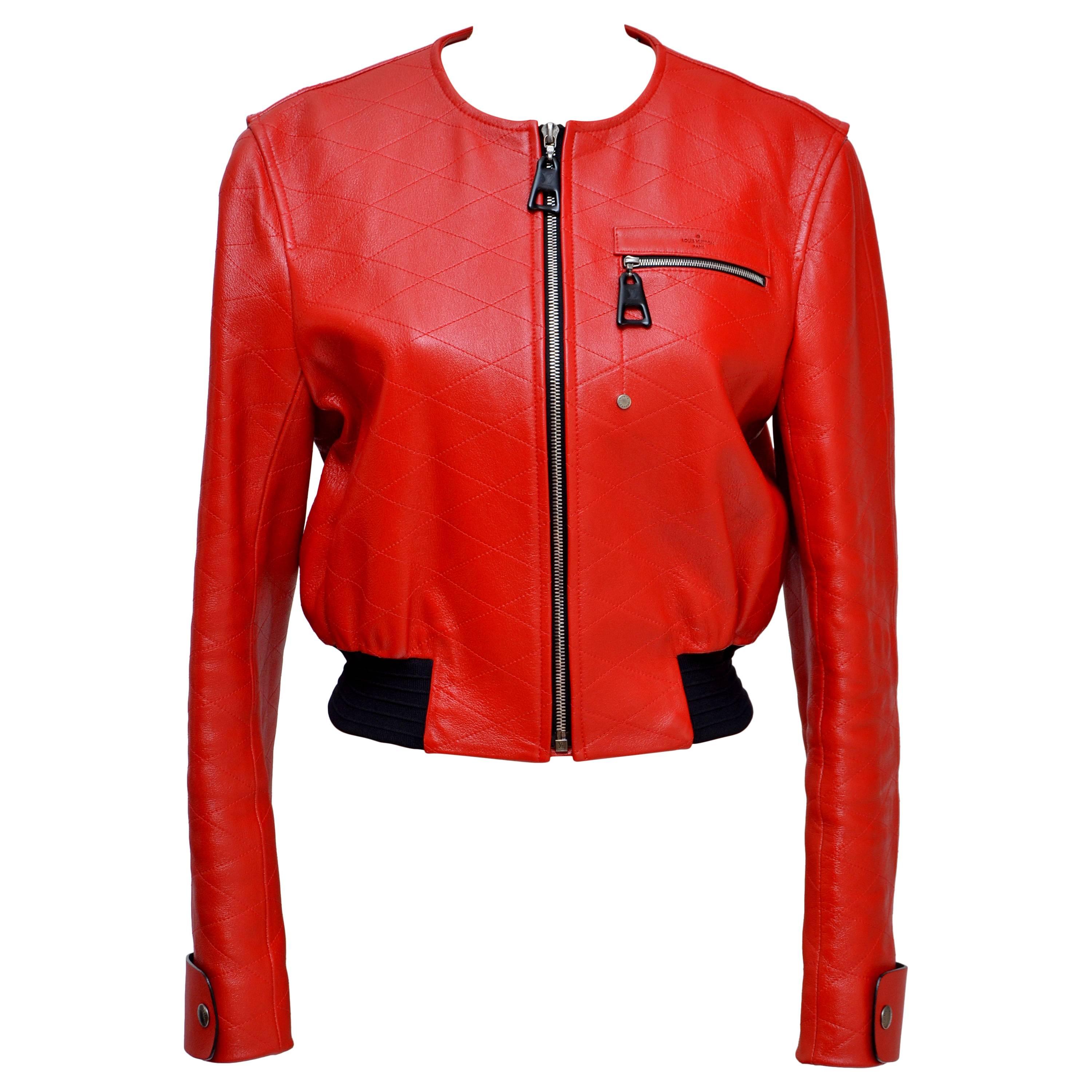Louis Vuitton  2015 Nicolas G.  Quilted  Red Leather Jacket Seen On Nicki Minaj
