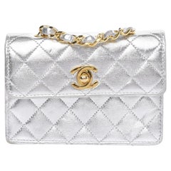 Chanel Micro Nano Red Quilted Velvet Mini Classic Flap Chain Bag