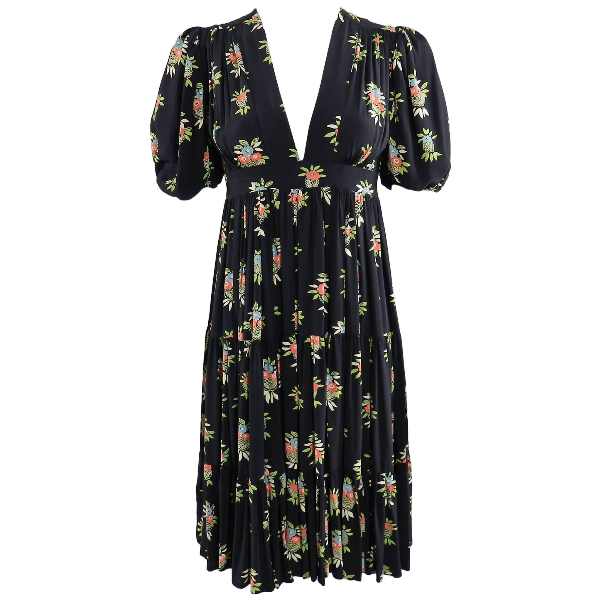 1970's Vintage Ossie Clark for Radley with Celia Birtwell Print Boho Dress