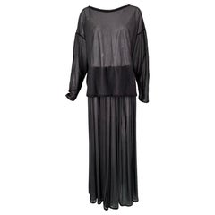 Dolce & Gabbana Sheer Black & White Nylon Athleisure Over size Top & Maxi Skirt