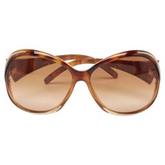 Roberto Cavalli Brown Tortoise Print Oroya Gradient Oversized Sunglasses