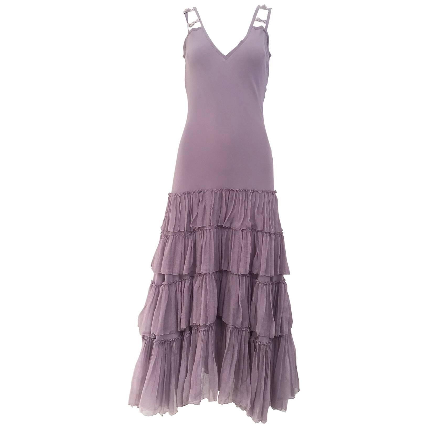 1990s John Galliano Lavender Silk Cocktail Dress