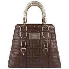 GIANNI VERSACE Couture Brown Quilted Leather Gold Hardware Handbag Purse NWT 5