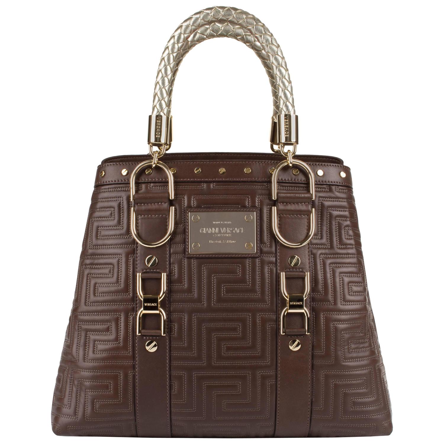 Vintage Gianni Versace Handbags And Purses 43 For At 1stdibs Gianni Versace Couture Brown Quilted Leather Gold Hardware Handbag Purse Nwt
