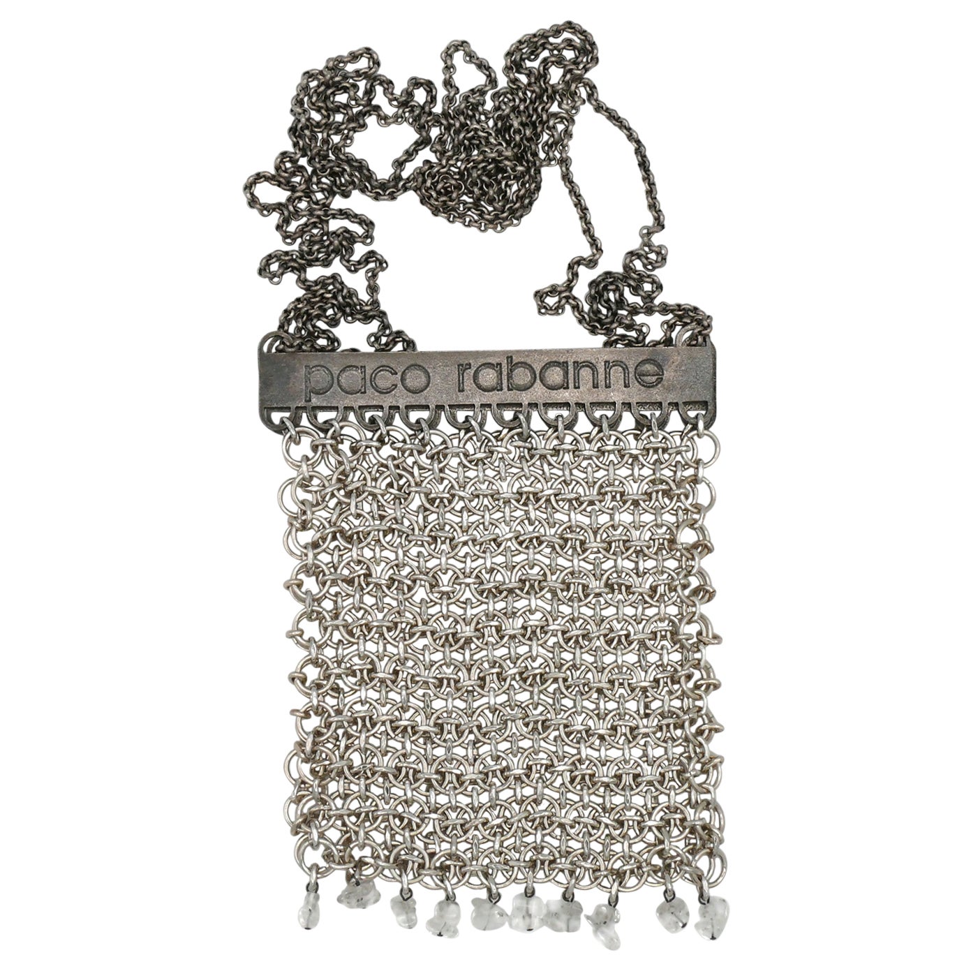PACO RABANNE Mini bolso mensajero vintage de cota de malla plateada en venta