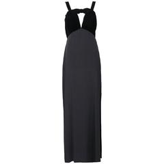 1989 Yves Saint Laurent Silk & Velvet Evening Gown w/Keyhole Opening at Neck 7