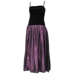 Vintage Yves Saint Laurent YSL Velvet & Silk Taffeta Evening Gown 8