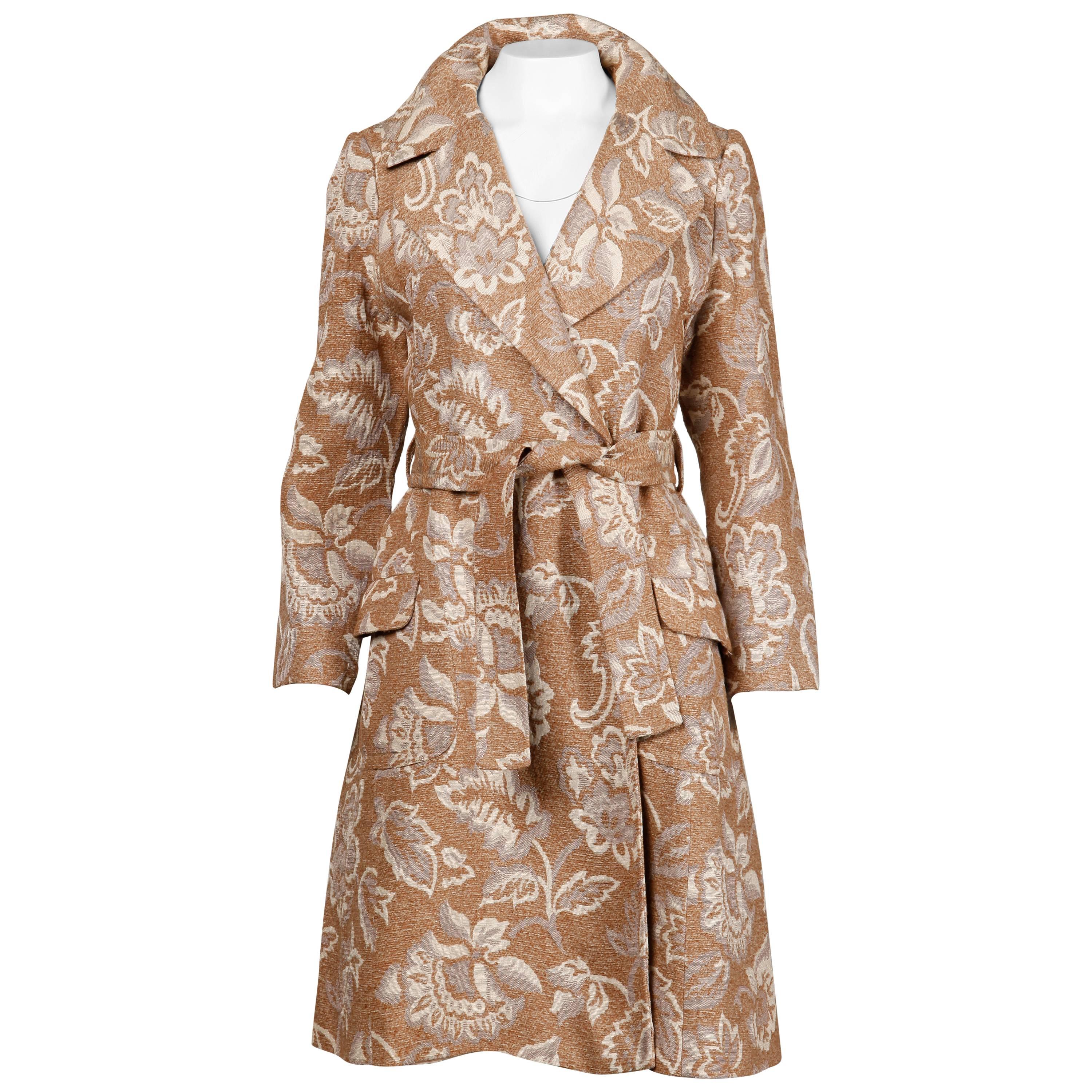 Lazarus 1970s Vintage Chenille Woven Tapestry Trench Coat