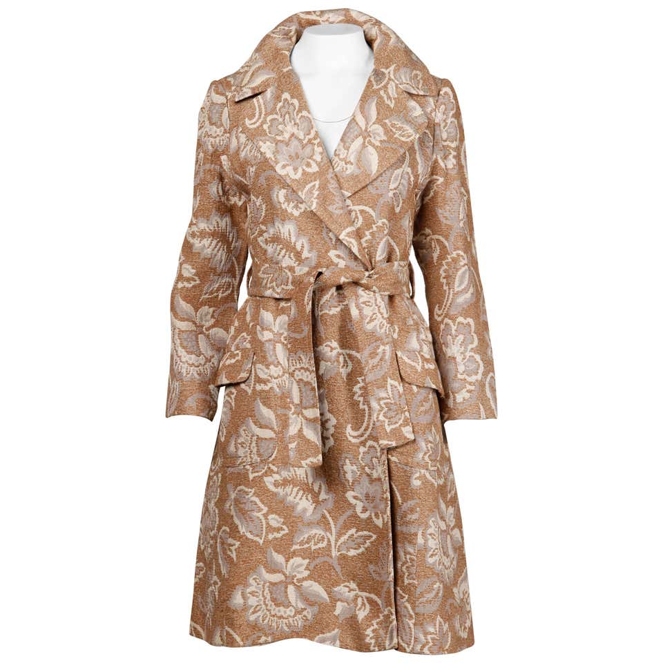 Lazarus 1970s Vintage Chenille Woven Tapestry Trench Coat at 1stDibs