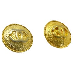 Vintage Chanel CC Logo Embossed Large Gold Buttons Charms