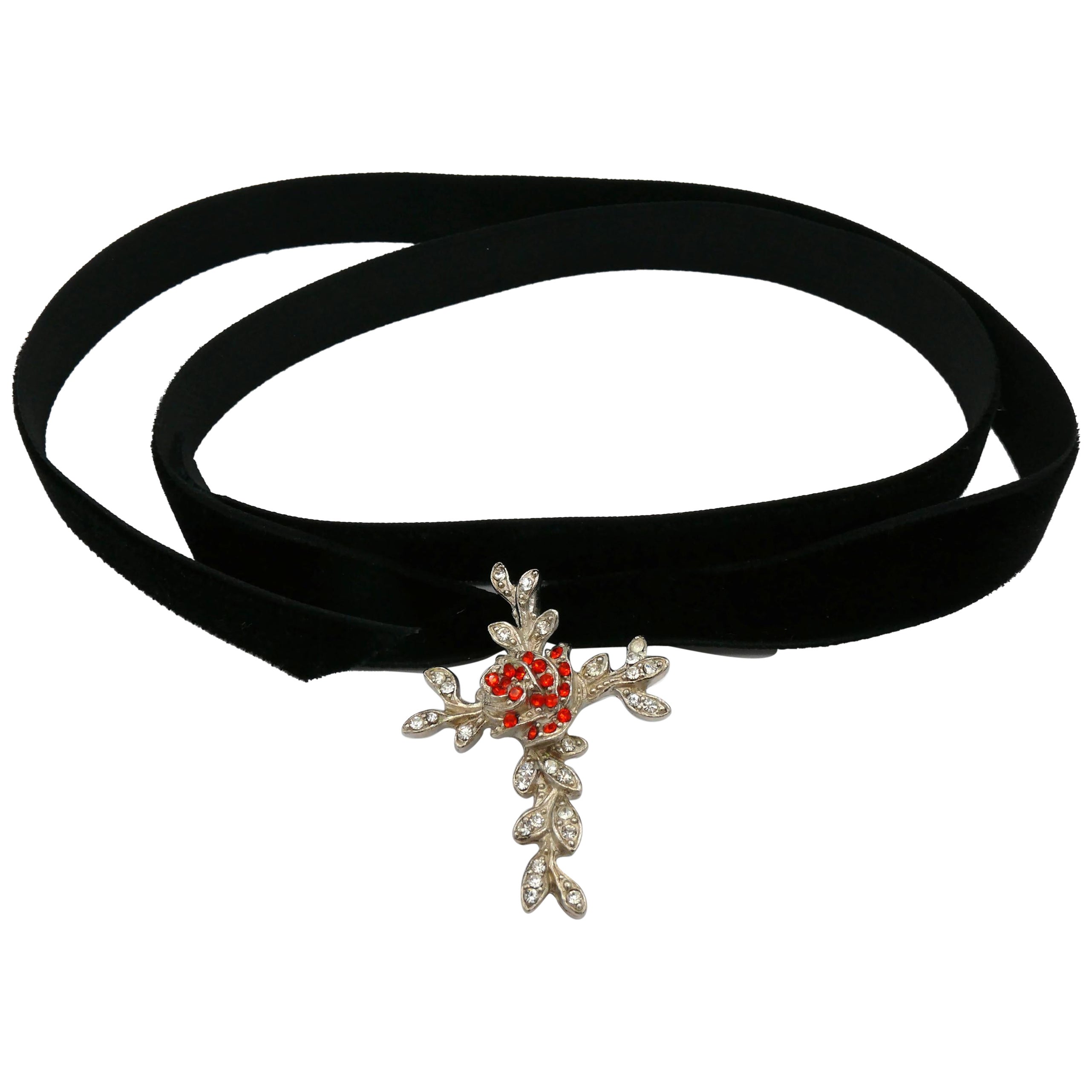 CHRISTIAN LACROIX Vintage Jewelled Floral Cross Pendant