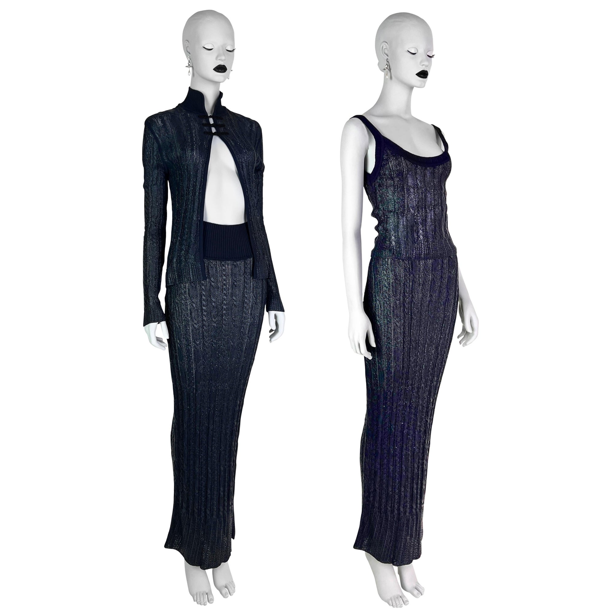 SS 1999 Dior by John Galliano RTW Rubber Knit 3-pieces ensemble For Sale