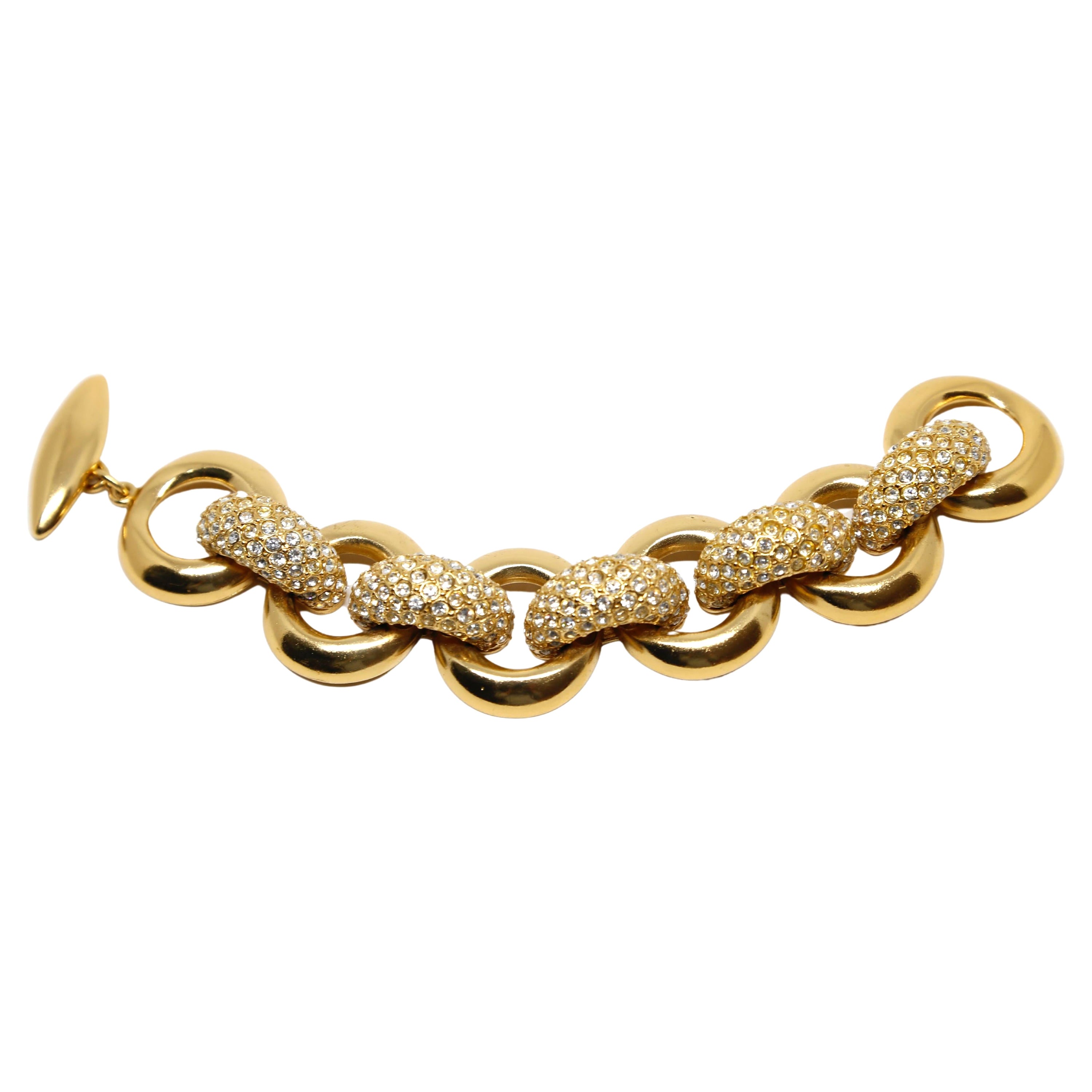 vintage GOOSSENS for YVES SAINT LAURENT chunky rhinestone link bracelet