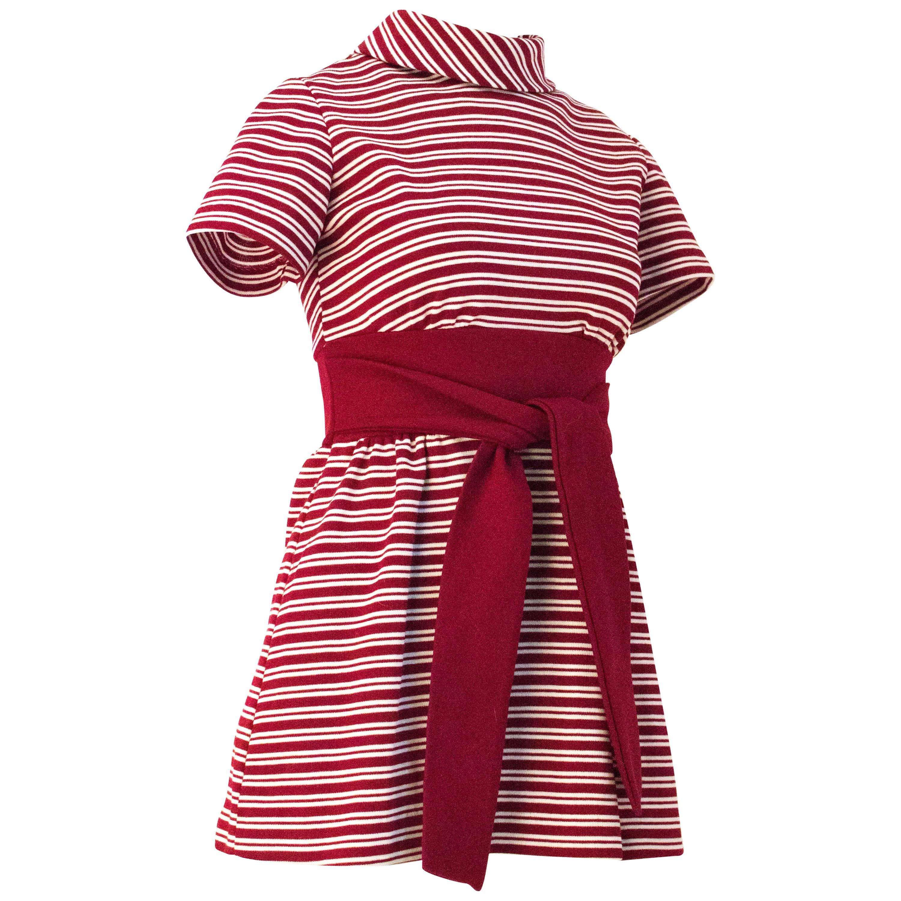 60s Red & White Stripe Mini Dress 